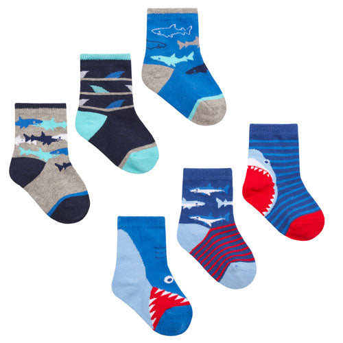 Baby Boys 3 Pack Shark Socks