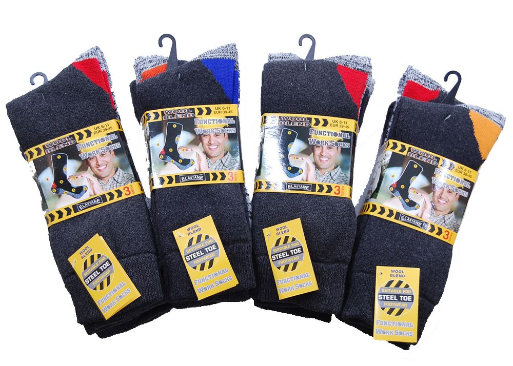 6 Pack Mens Functional Work Socks for Steel Toe Footwear