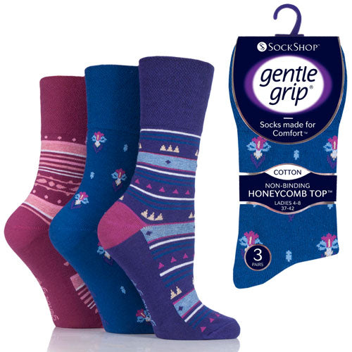 Ladies Gentle Grip Socks Assorted Patterns