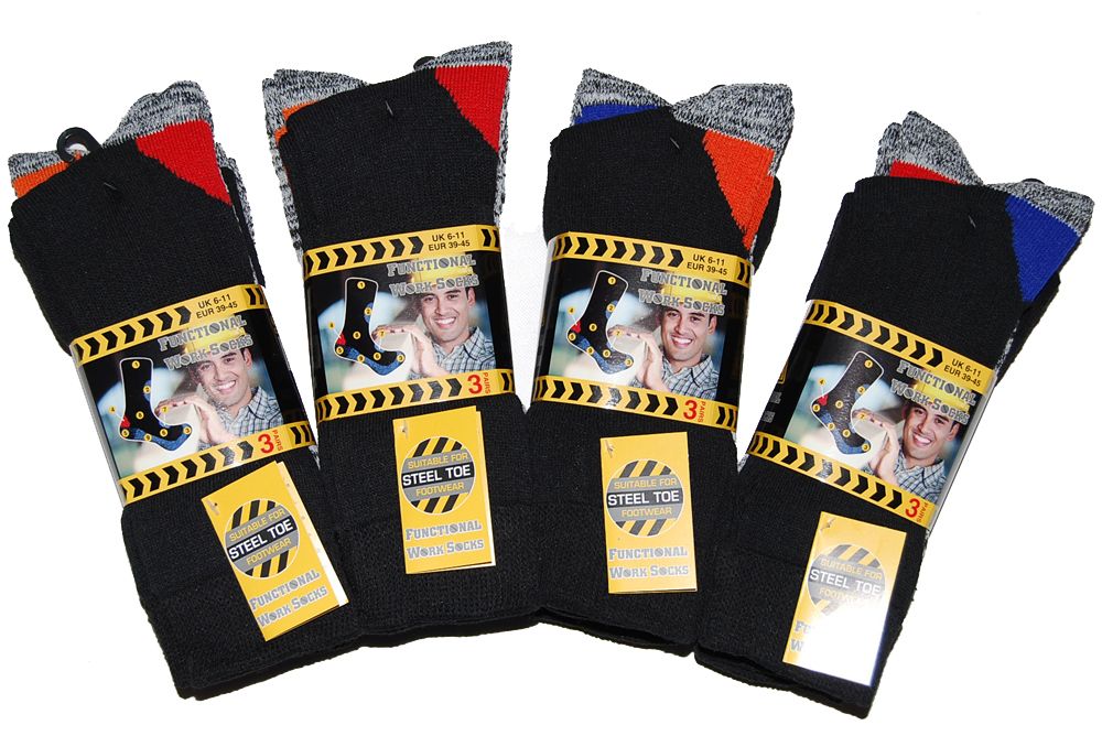 6 Pack Mens Functional Work Socks for Steel Toe Footwear