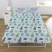 Load image into Gallery viewer, Emoji Unicorn &amp; Mermaid Reversible Duvet Set
