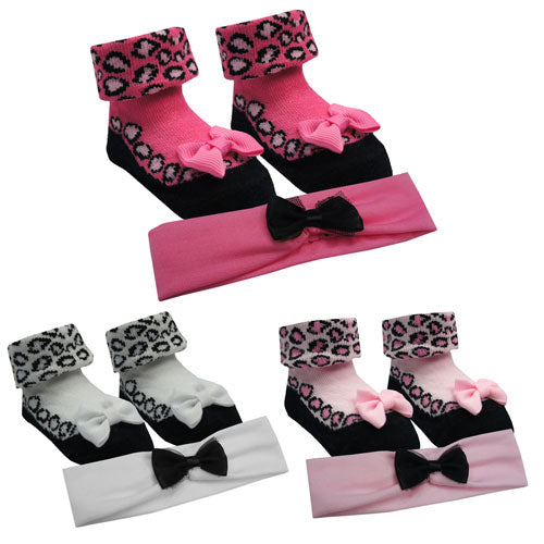 Baby Girl Leopard Print Socks And Headband