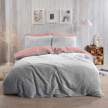 Load image into Gallery viewer, Brentfords Teddy Fleece Reversible Duvet Cover Set - Blush Pink/Grey
