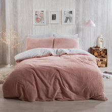 Load image into Gallery viewer, Brentfords Teddy Fleece Reversible Duvet Cover Set - Blush Pink/Grey
