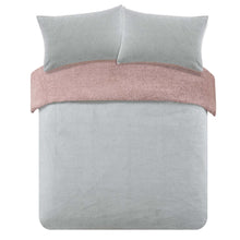 Load image into Gallery viewer, Brentfords Teddy Fleece Reversible Duvet Cover Set - Blush Pink/Grey
