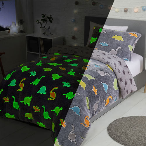 Dinosaur Glow In The Dark Fleece Duvet Set