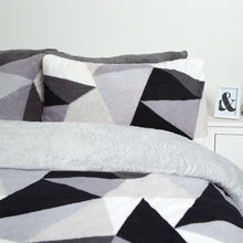 Load image into Gallery viewer, Dreamscene Shapes Teddy Fleece Duvet Cover Set - Grey
