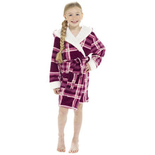 Load image into Gallery viewer, Girls Check Print Robe with Sherpa Trim
