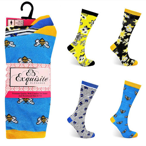 Ladies Exquisite Computer Socks Floral Bee