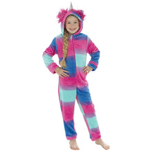 Load image into Gallery viewer, Girls Multicoloured Unicorn Hooded Onesie
