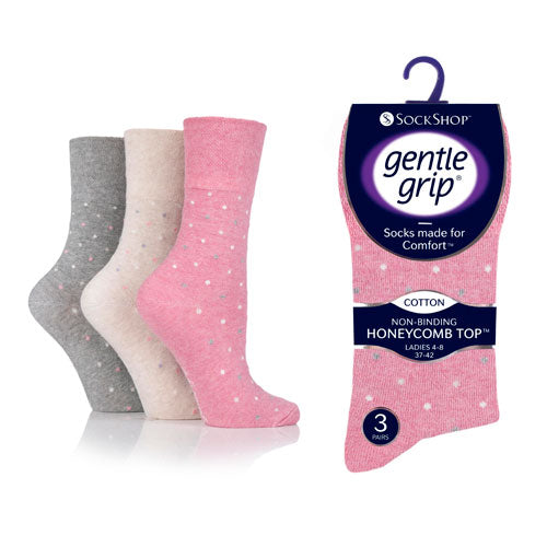 Ladies Gentle Grip Socks Light Dots