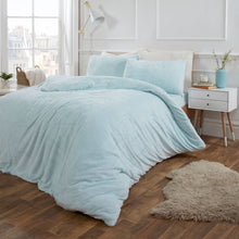 Load image into Gallery viewer, Brentfords Teddy Fleece Duvet Cover Set - Duck Egg
