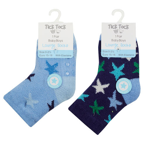 Baby Boys 2 Pair Lounge Socks With Grippers