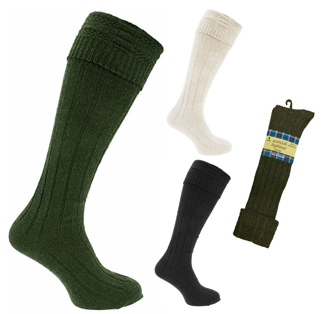 2 Pack Mens Wool Rich Kilt Socks