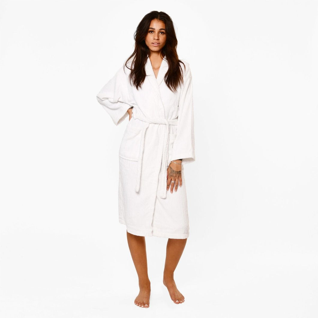 Brentfords Luxury 100% Cotton White Dressing Gown Robe