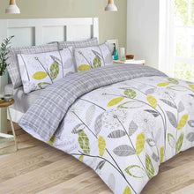 Load image into Gallery viewer, Dreamscene Allium Floral Tartan Check Grey/White Duvet Cover Set
