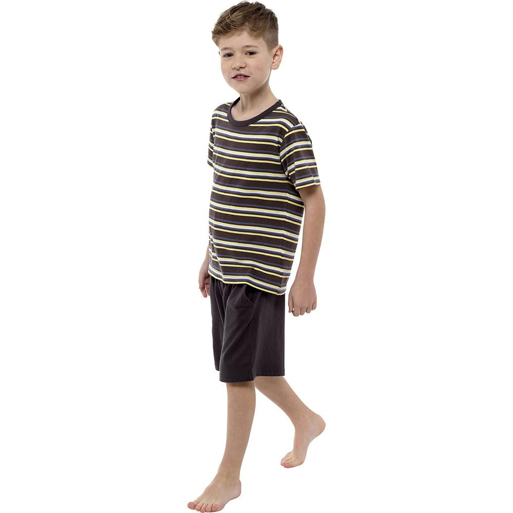 Boys Jersey striped Top & Shorts Pyjama Set