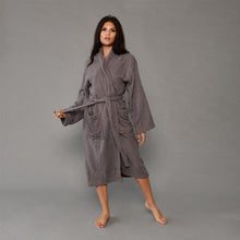 Load image into Gallery viewer, Brentfords Luxury 100% Cotton Unisex Charcoal Dressing Gown Robe
