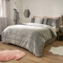 Load image into Gallery viewer, Sienna Herringbone Flannel Fleece Duvet - Silver
