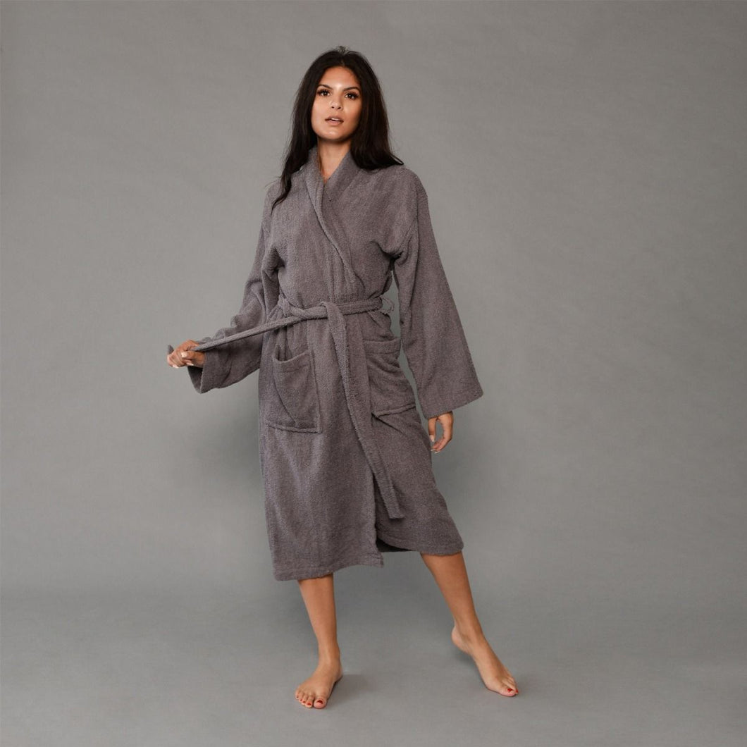 Brentfords Luxury 100% Cotton Unisex Charcoal Dressing Gown Robe