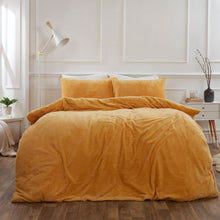 Load image into Gallery viewer, Brentfords Teddy Fleece Duvet Cover Set - Ochre
