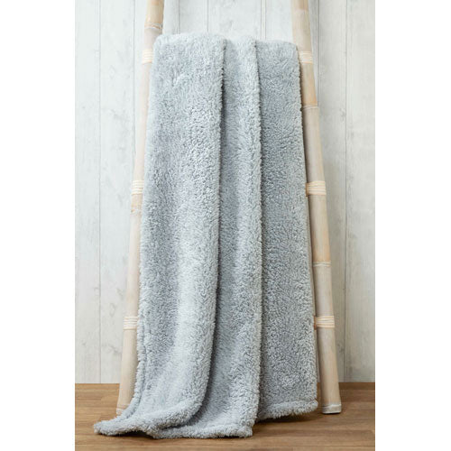 Soft and Cosy Teddy Blanket Throw Silver 200 x 240cm