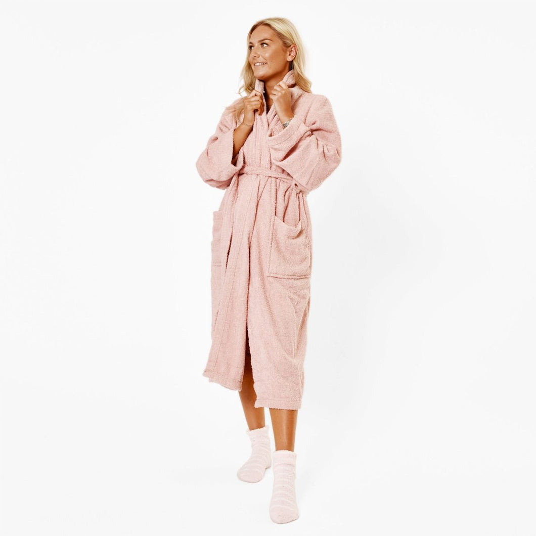 Brentfords Luxury 100% Cotton Pink Dressing Gown Robe