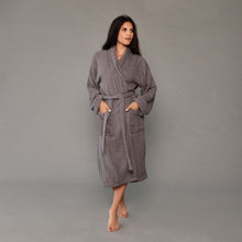 Load image into Gallery viewer, Brentfords Luxury 100% Cotton Unisex Charcoal Dressing Gown Robe
