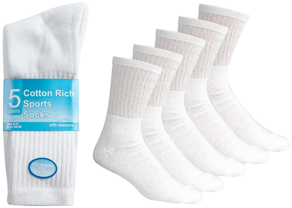 5 Pairs Mens Cotton Rich BIG FOOT Sport Sock Size 12-14