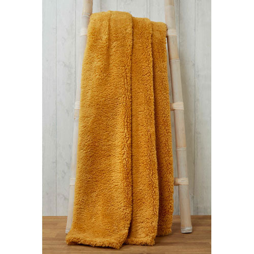 Copy of Soft and Cosy Teddy Ochre Blanket Throw  200 x 240cm