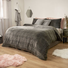 Load image into Gallery viewer, Sienna Herringbone Flannel Fleece Duvet - Charcoal
