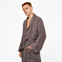 Load image into Gallery viewer, Brentfords Luxury 100% Cotton Unisex Charcoal Dressing Gown Robe
