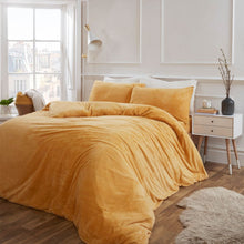 Load image into Gallery viewer, Brentfords Teddy Fleece Duvet Cover Set - Ochre
