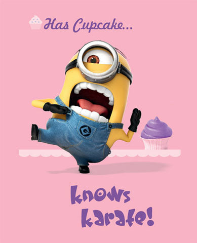 Minions Has Cupcake knows karate PINK Fleece 100 x 150cm