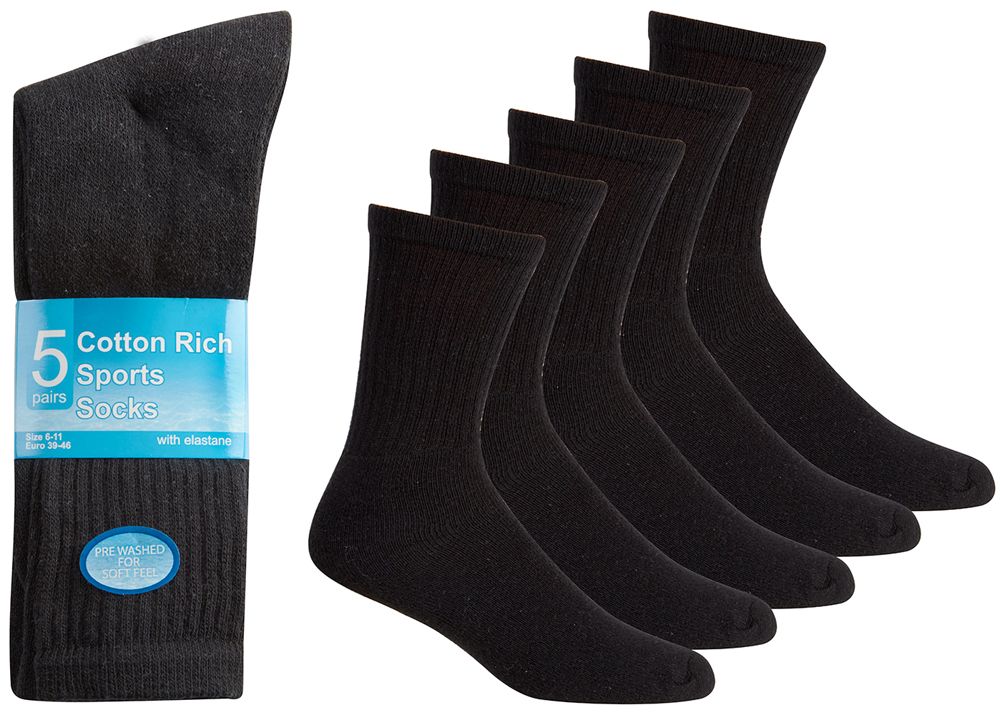 5 Pairs Mens Cotton Rich BIG FOOT Sport Sock Size 12-14