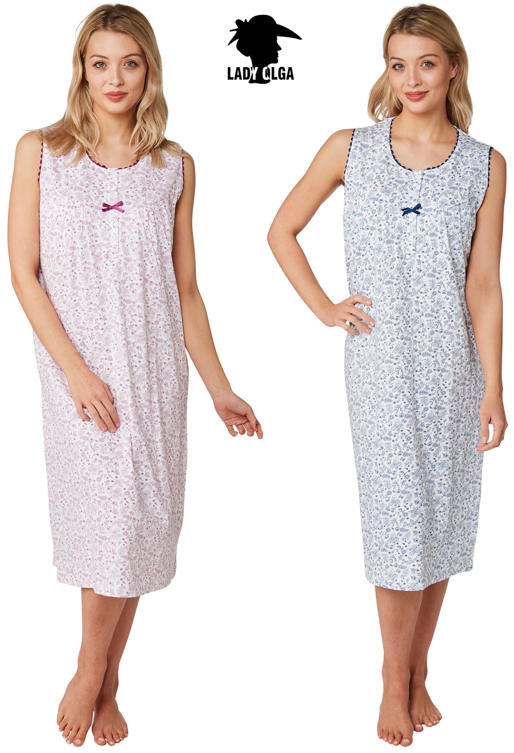 Jessica 100% Cotton Sleeveless Nightdresses by Lady Olga