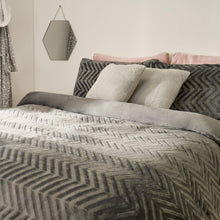 Load image into Gallery viewer, Sienna Herringbone Flannel Fleece Duvet - Charcoal
