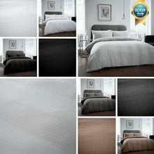 Load image into Gallery viewer, Luxury Premier Waffle Stripe Duvet Cover with Matching Pillow Case Bedding Set
