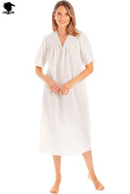 Load image into Gallery viewer, Ladies V Neck Embroidery Anglaise Nightdress by Lady Olga
