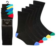 Load image into Gallery viewer, 5 Pairs Mens  Coloured Heel &amp; Toe Socks by Pierre Roche
