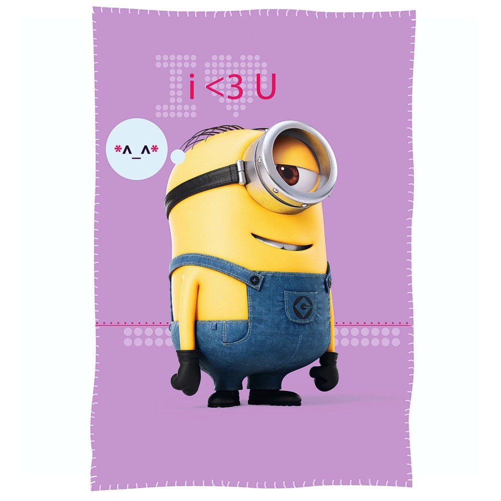 Minions I <3 U Purple Fleece 100 x 150cm