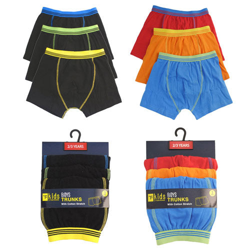 3 Pack Boys Trunks With Cotton Stretch