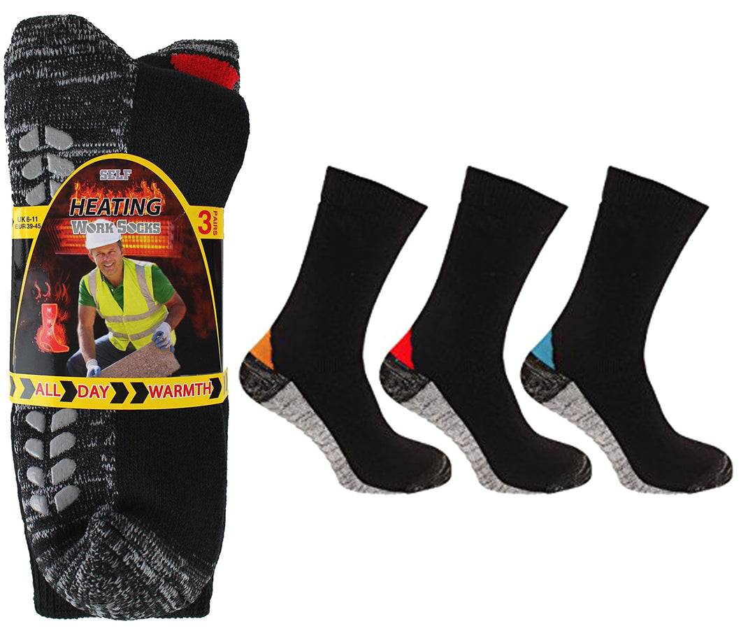 Mens Self Heating Work Socks With Tourmaline & Grips