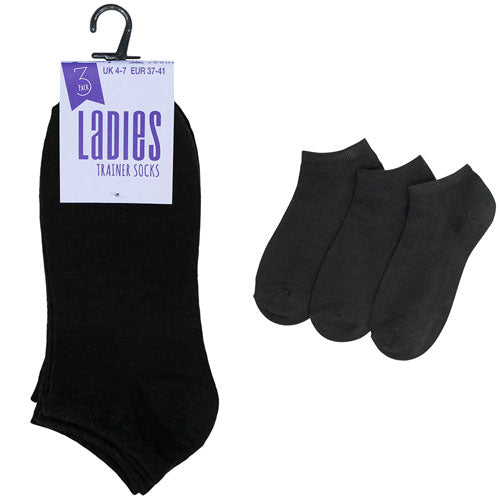 Ladies Trainer Socks Plain Black