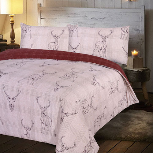 Stag Red Check Christmas Duvet Set