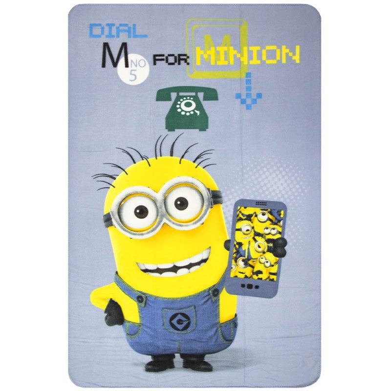 Minions Dial M for Minion BLUE Fleece Blanket 100 x 150cm