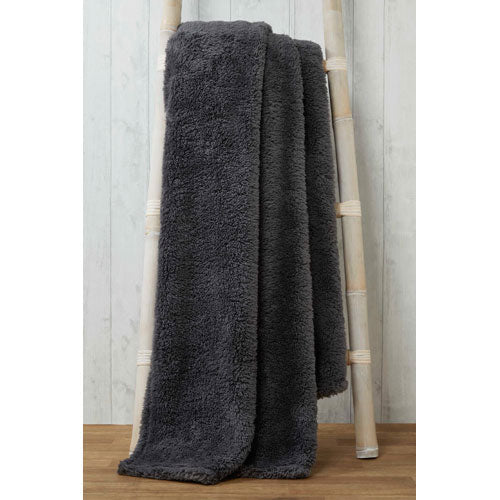 Soft and Cosy Teddy Charcoal Blanket Throw  200 x 240cm