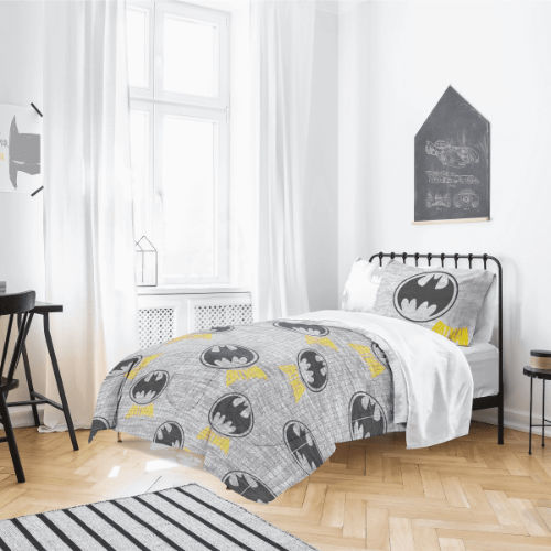 Official Batman Grey Logo Single Size Duvet Set