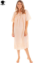 Load image into Gallery viewer, Ladies V Neck Embroidery Anglaise Nightdress by Lady Olga
