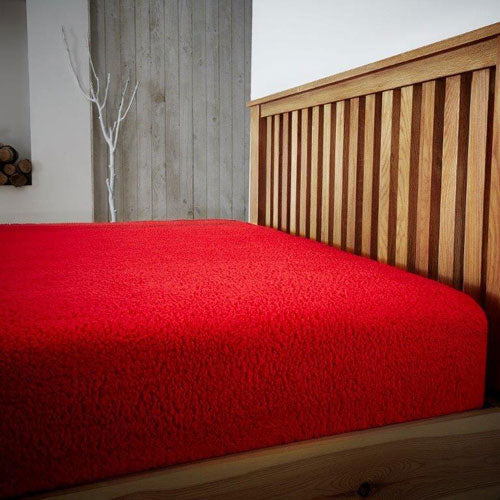 Super Soft Teddy Feel Red Fitted Bed Sheets